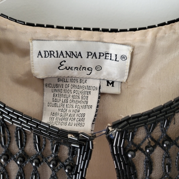 Adrianna Papell Black Silk Beaded Vintage Formal Jacket 90s - Picture 3 of 9